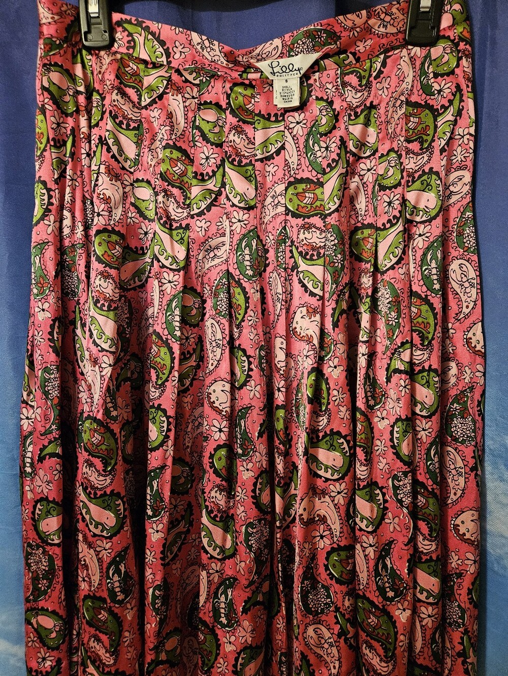 Lilly Pulitzer Pink Paisley Circle Skirt with Green Accents - Picture 6 of 6